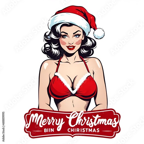 christmas girl in santa hat