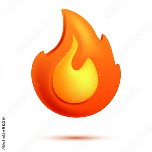 Fire flame 3d vector. Cartoon 3d isolated vector illustration
