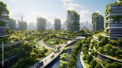 Eco-friendly green futuristic City