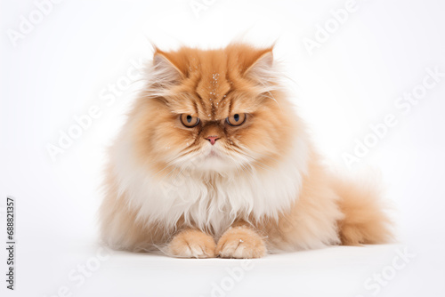 Full size portrait of Persian cat isolated on white background