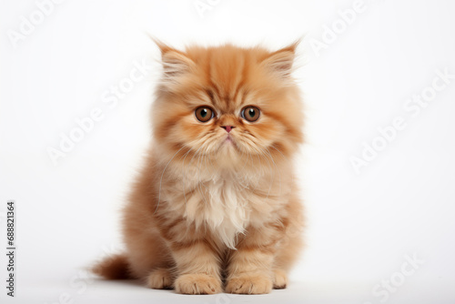 Full size portrait of Persian cat kitten isolated on white background