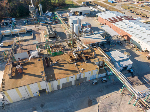 Industrial Drone Photos of a Factory Plant Manufacturing Pharmaceuticals 
