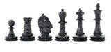 Black chess pieces isolated on transparent background. 3D illustration