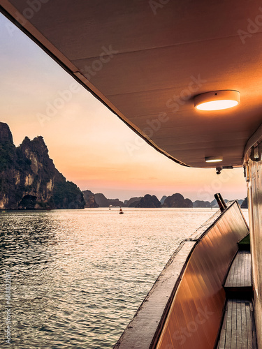 Ha Long Bay sunset boat photo