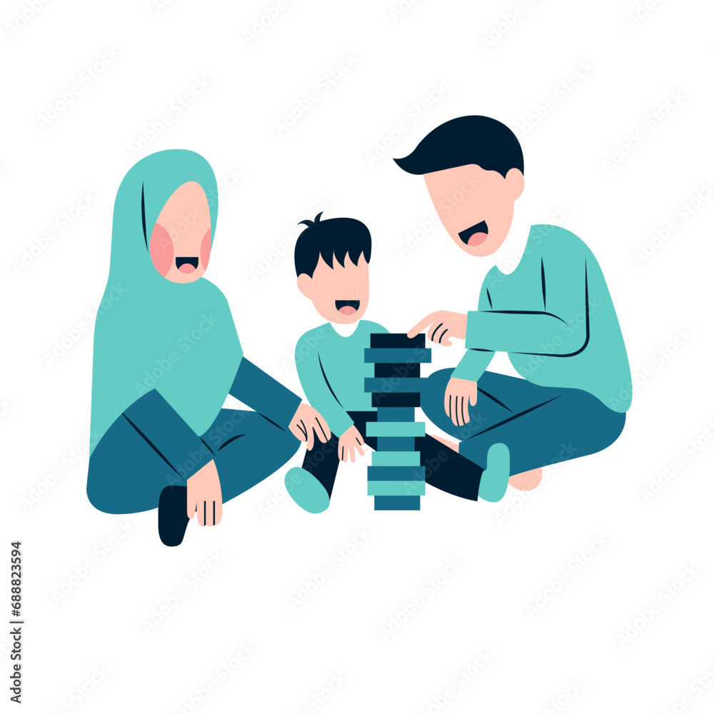 Fototapeta premium Muslim Parents Playing With Kid
