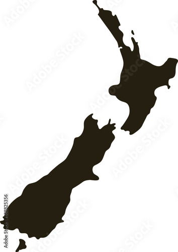 Map of New Zealand. Solid black map vector illustration photo