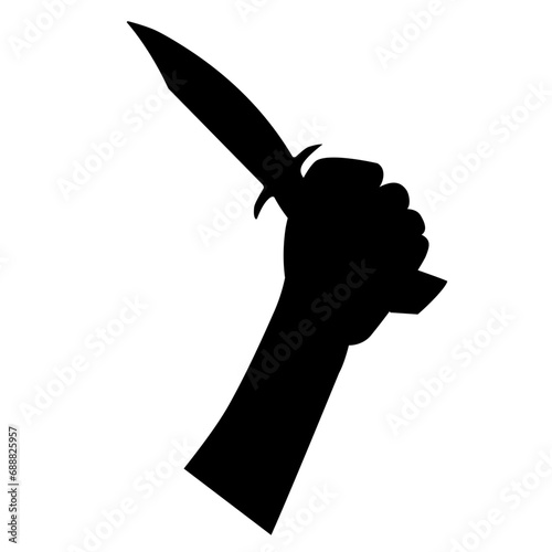 Shadow of killing knife in hand