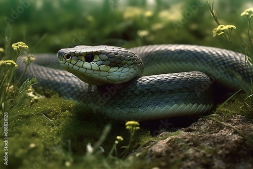 An image of a snake, a reptile with a long and slender body (Generative AI)