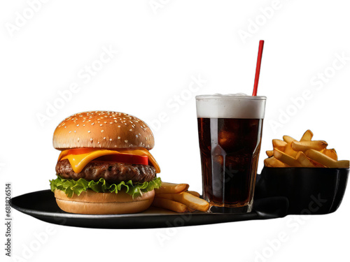 hamburger combo with cola and french fries 
