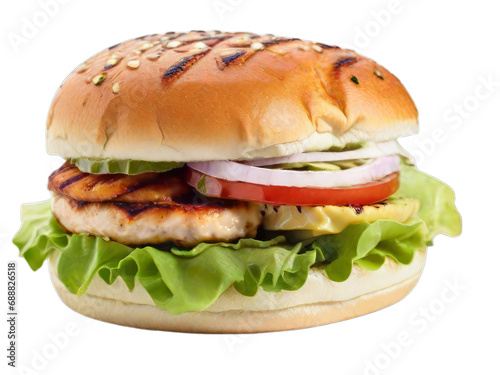 Chicken burger, isolated