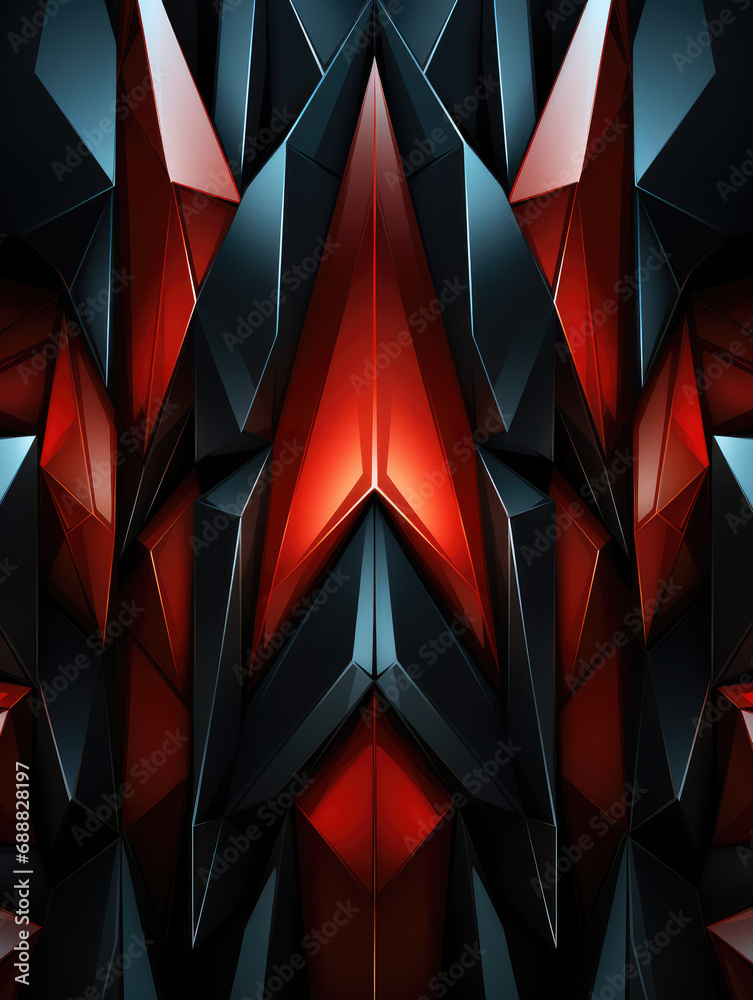 Obraz premium Modern abstract futuristic red and black wallpaper background with interesting shapes. Vertical contrasty art.