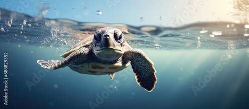 Sea-bound baby turtle photo