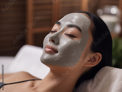 A woman having a relaxing skincare in a beauty salon