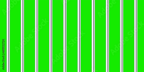 Shiny metal prison bars isolated on green chroma key. Detailed jail cage, prison iron fence. Criminal background mockup. Vector illustration