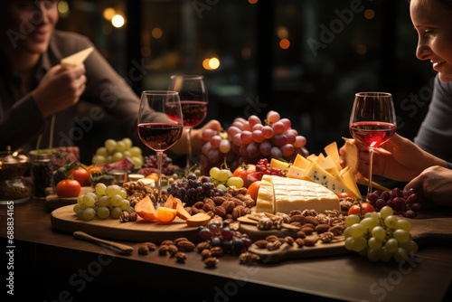 A sophisticated man indulges in a delectable meal surrounded by elegant stemware and a spread of savory dishes, creating a culinary masterpiece for his indoor dinner party