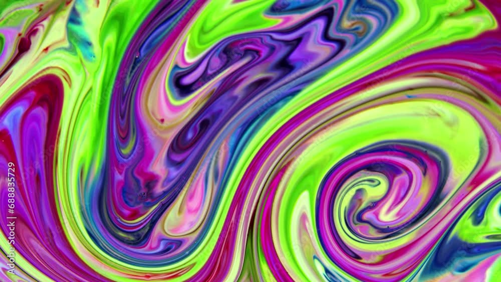Close-up shot of multi-colored paint mixture boiling in a mixer. They form a unique abstraction that can be used in many video projects, as a background or as a compositing element. Close-up shot of multi-colored paint mixture boiling in a mixer. They form a unique abstraction that can be used in many video projects, as a background or as a compositing element.