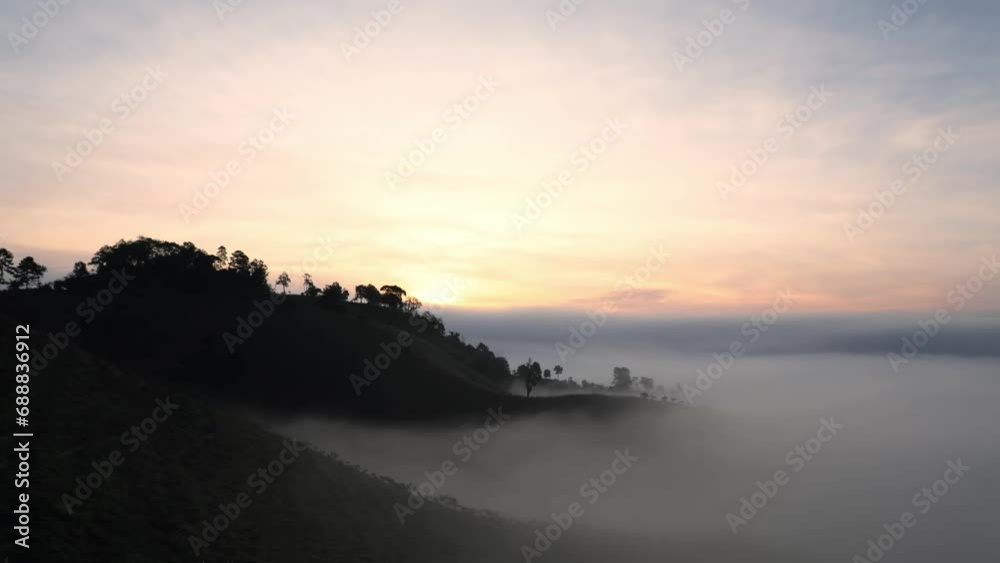 Morning fog - foggy mist in thailand mountains peaks Morning fog - foggy mist in thailand mountains peaks