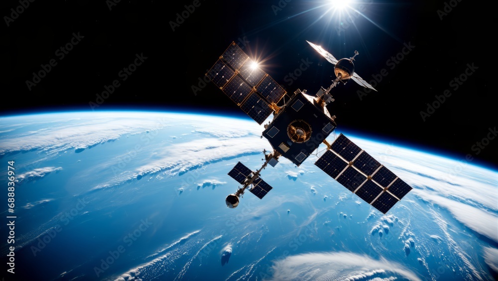 Naklejka premium Satellite over earth 