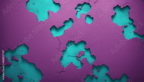 Background of cracked blue wall with holes. 3d rendering