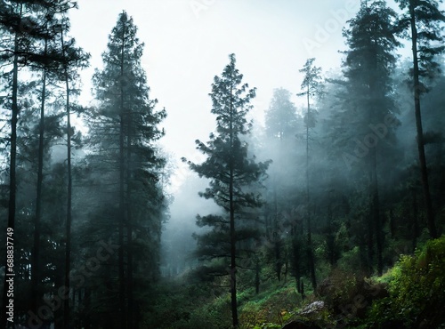 Foggy forest, landscape photography