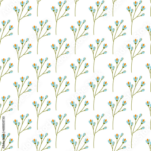 Seamless pattern of abstract flowering brunches. Spring design concept for background or wrapping