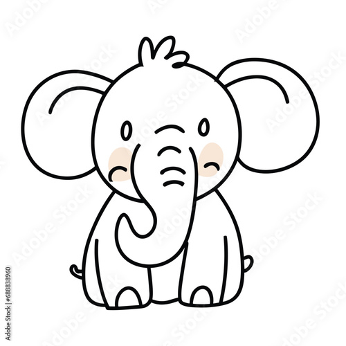 Funny beautiful African elephant. ?ute animal from wild. Cute cartoon elephant, animal from the zoo. Indwelling in Asia and the African lands of savannah, and tropical forests. Vector illustration.