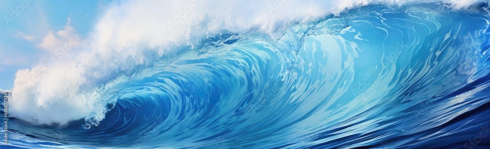 tropical blue ocean waves moving slowly through the blue water