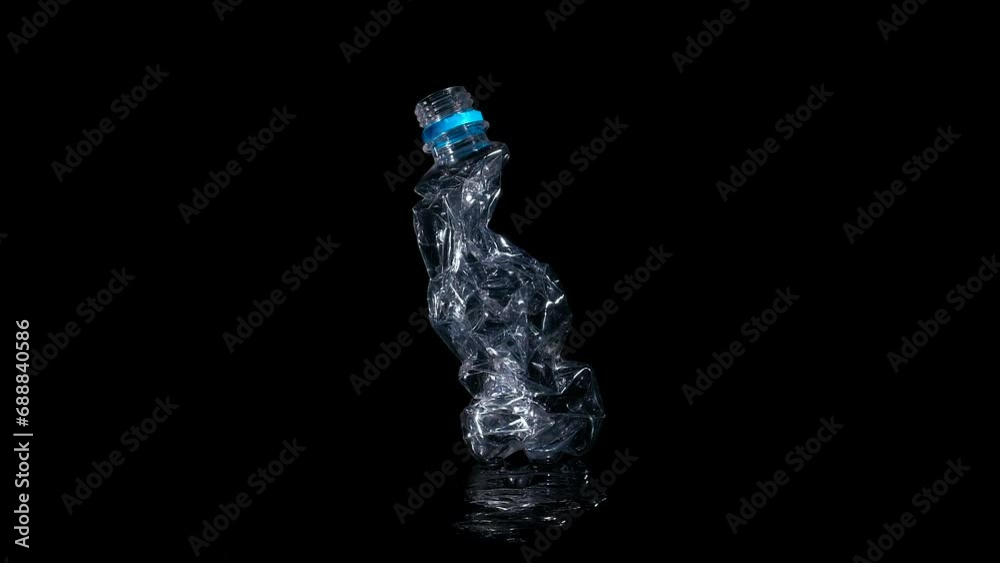 Used bottle rotated on black background. An used bottle rotated on the black background. A concept of plastic trash problems.