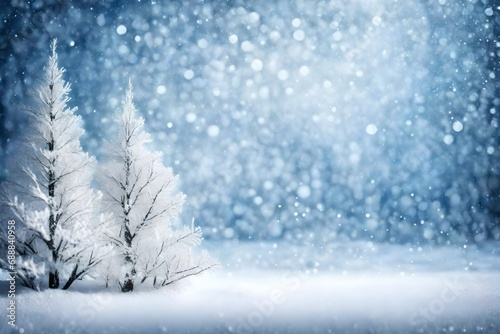 Winter christmas background with snow tree and lots of copy space © Malik