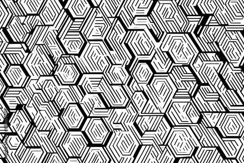 white background with black hexagonal lines photo