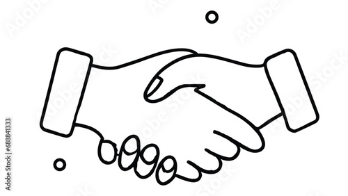 Handshake, agreement, introduction banner hand drawn with single line