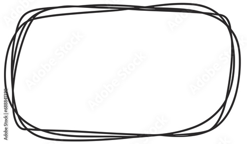 Grungy scribble rectangle frame hand drawn with thin line, divider shape. Vector illustration