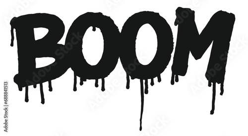 graffiti boom word sprayed in black over white