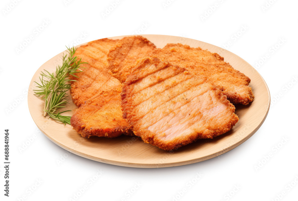 Traditional Polish Chop, Breaded Cutlet, Roasted Pork Steak in Breadcrumbs with Fresh Cabbage Salads Traditional Polish Chop, Breaded Cutlet, Roasted Pork Steak in Breadcrumbs with Fresh Cabbage Salads