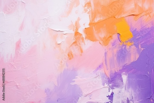 Soft pastel acrylic brush strokes in shades of pink  purple  and orange create a dreamy and gentle abstract painting on canvas.