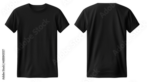 Blank black front and back T-Shirts Mockup template isolated on transparent background	

