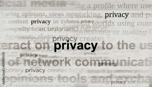 Privacy security and identity protection headline titles media 3d illustration