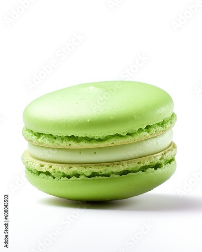 Delicious Macaron Close-Up Isolated on a White Background. Generative AI.