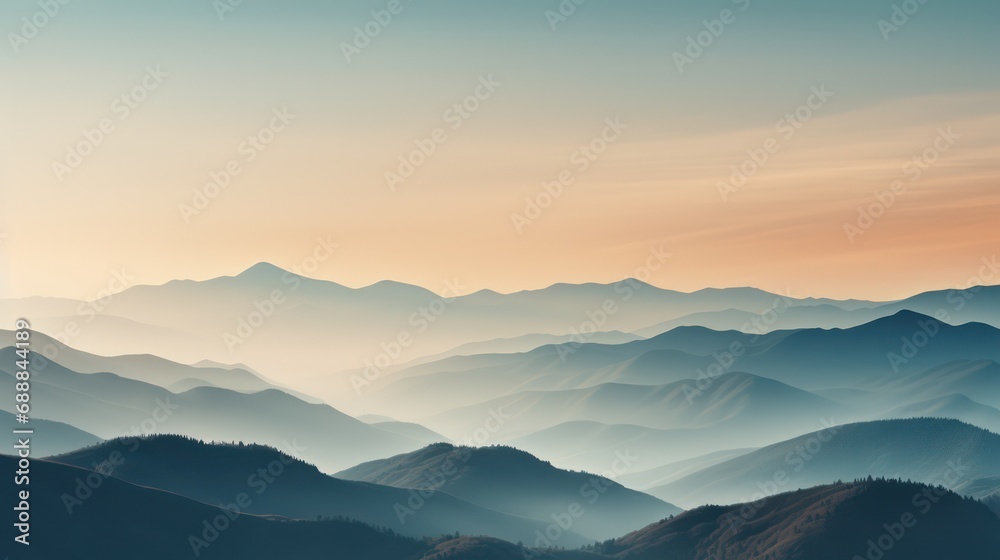 Fototapeta premium Watercolor-style blue mist mountains