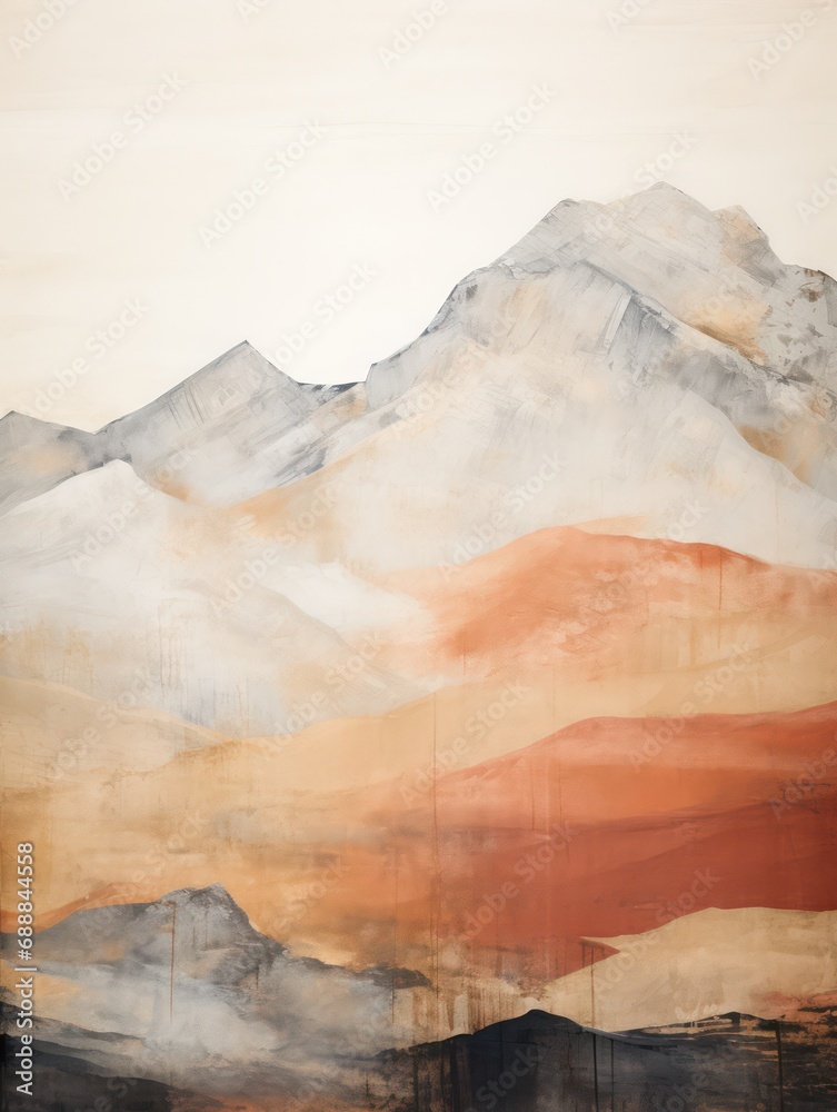 Minimalist Chinese Mountain Art, suitable for wall art and printing media