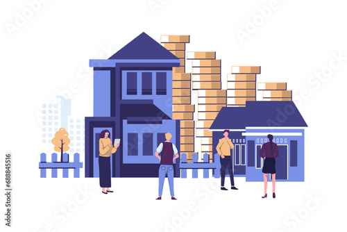 real estate business concept with houses, market growth, real estate investment, home purchase