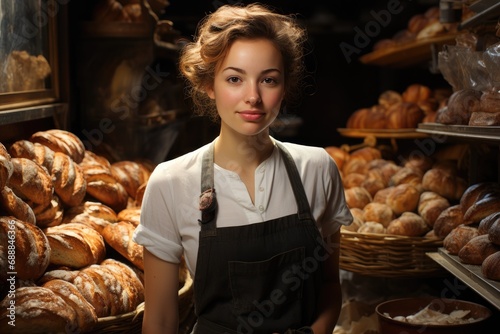 Woman working on bakery factory - confident style