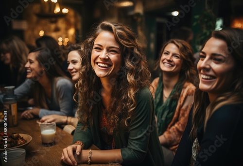 Group of ladies in bar - happy mood