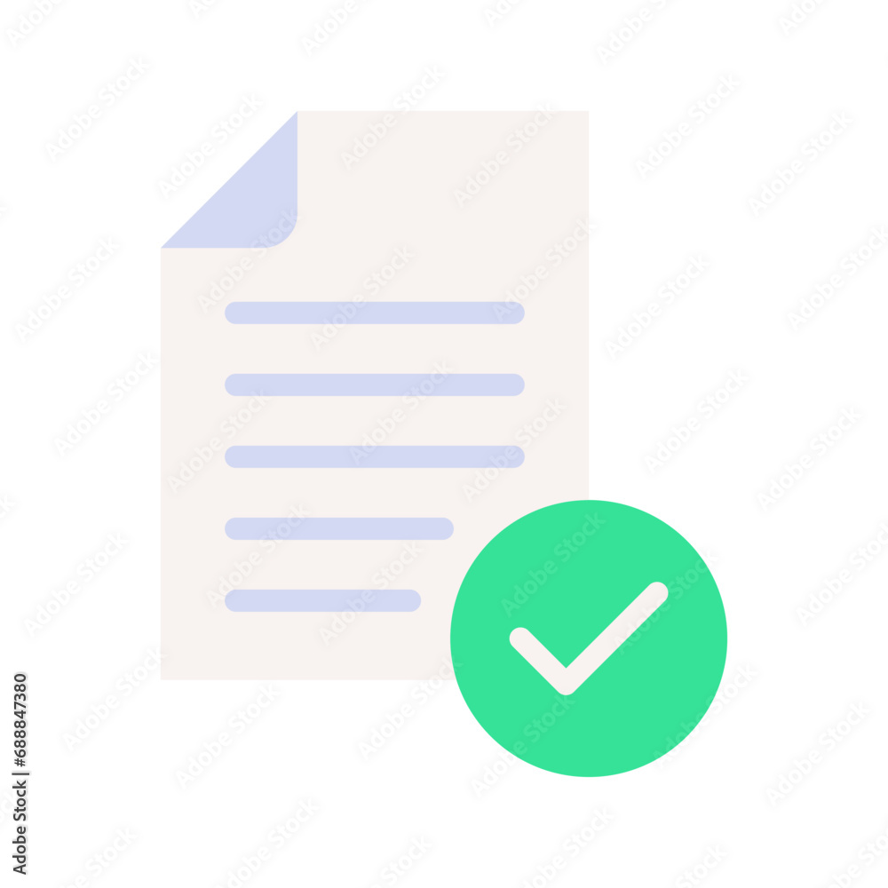 Approval icon, document accredited, authorized agreement, thin line symbol for web and mobile design, vector illustration on white background Approval icon, document accredited, authorized agreement, thin line symbol for web and mobile design, vector illustration on white background