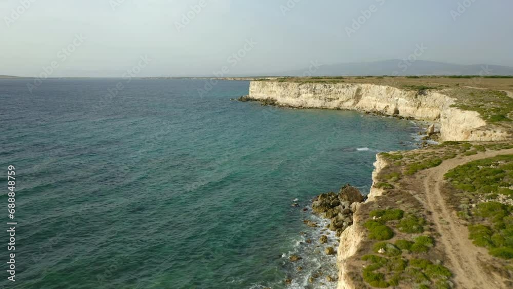 Aerial drone view of wild beach landscape and coastline of Sardinia, Italy Aerial drone view of wild beach landscape and coastline of Sardinia, Italy