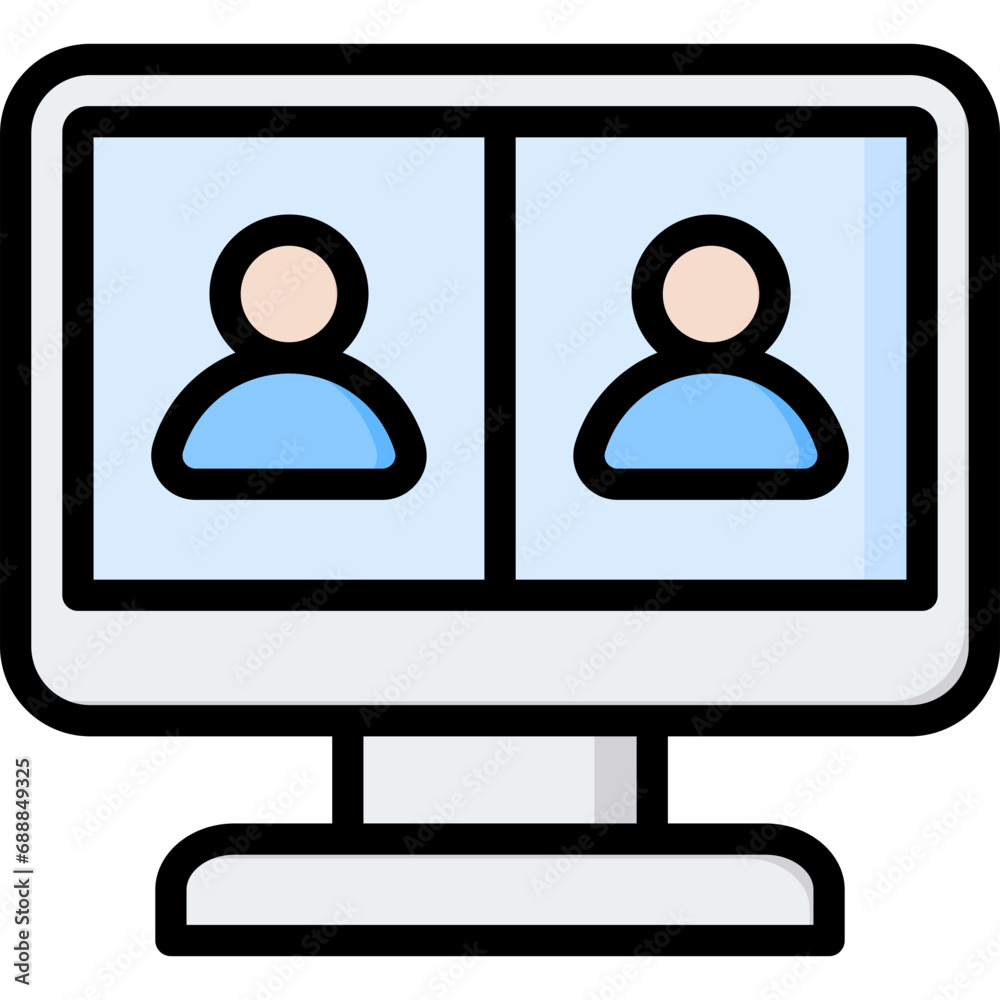 Online Meeting Outline Color Icon Online Meeting Outline Color Icon