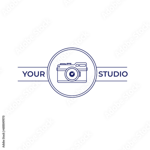 Photography Studio Minimalist monoline art logo style, simple modern estate logo, vector template for your brand