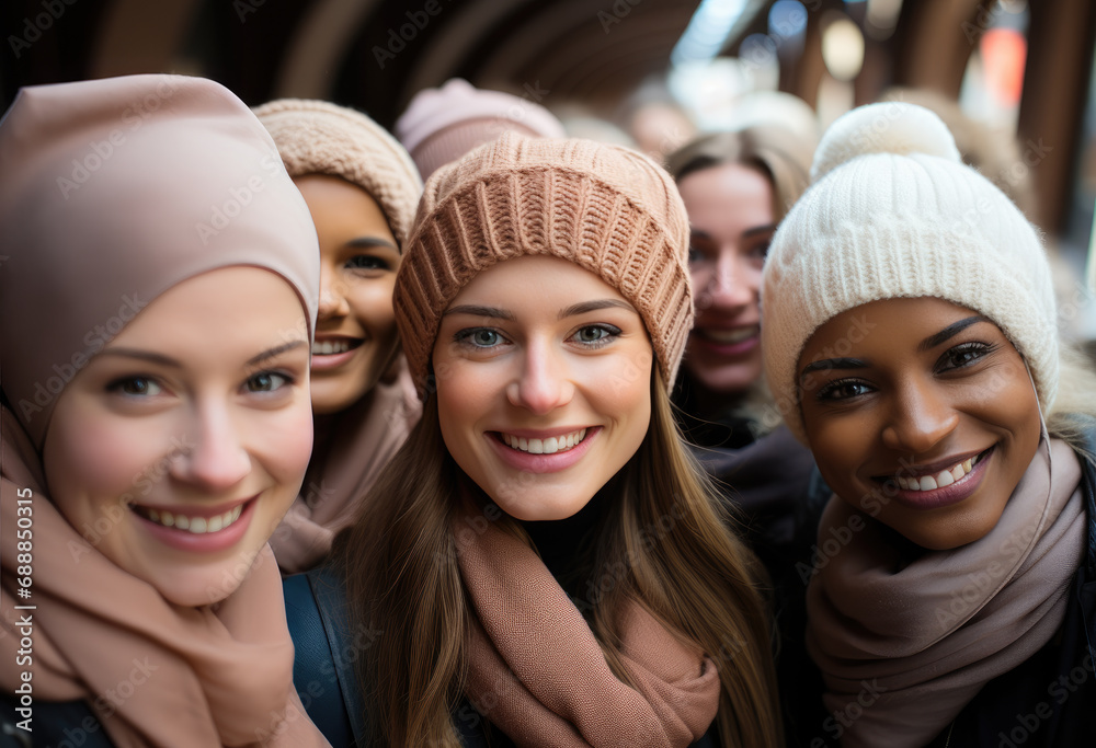 Closeup of diverse female student friends Closeup of diverse female student friends