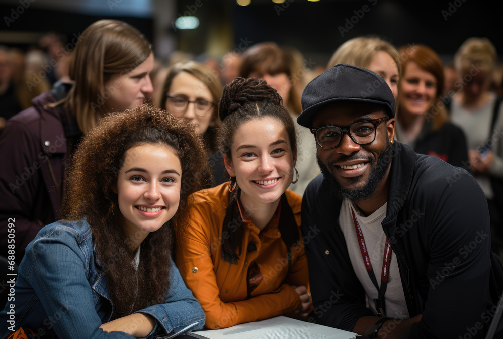 Obraz premium Cheerful international group of students