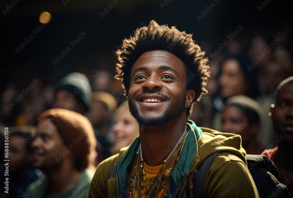 African american man watching music performance